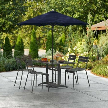 LANCASTER TABLE & SEATING 6' Navy Blue Push Lift Aluminum Umbrella 164UMBAL06RY